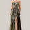 Thumbnail: Halter Pleated Lame' Metallic A-Line Gown