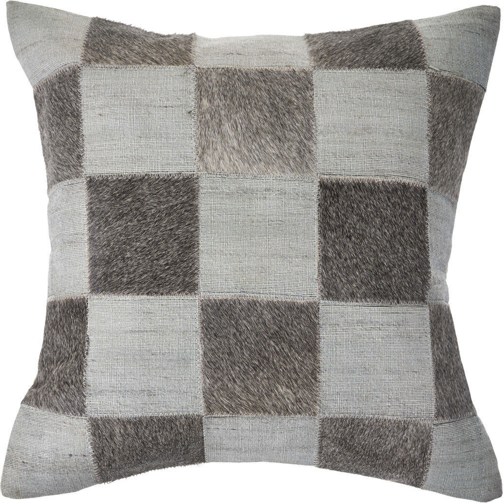 20" Silver and Brown Throw Pillow