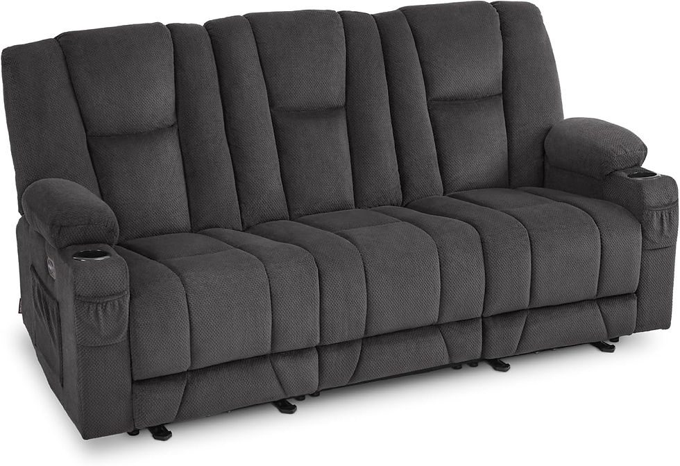 Power Reclining Sofa with Heat, Vibration, and USB Ports