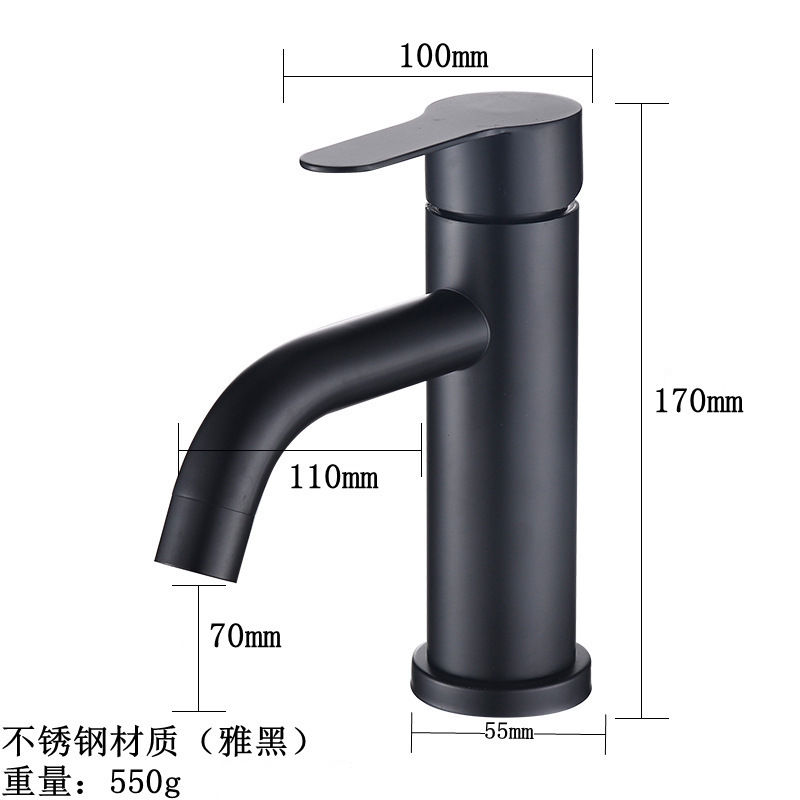 Thumbnail: Bathroom Faucet Tap Black 304 Stainless Steel Sink Faucet Basin Hot and Cold Mix
