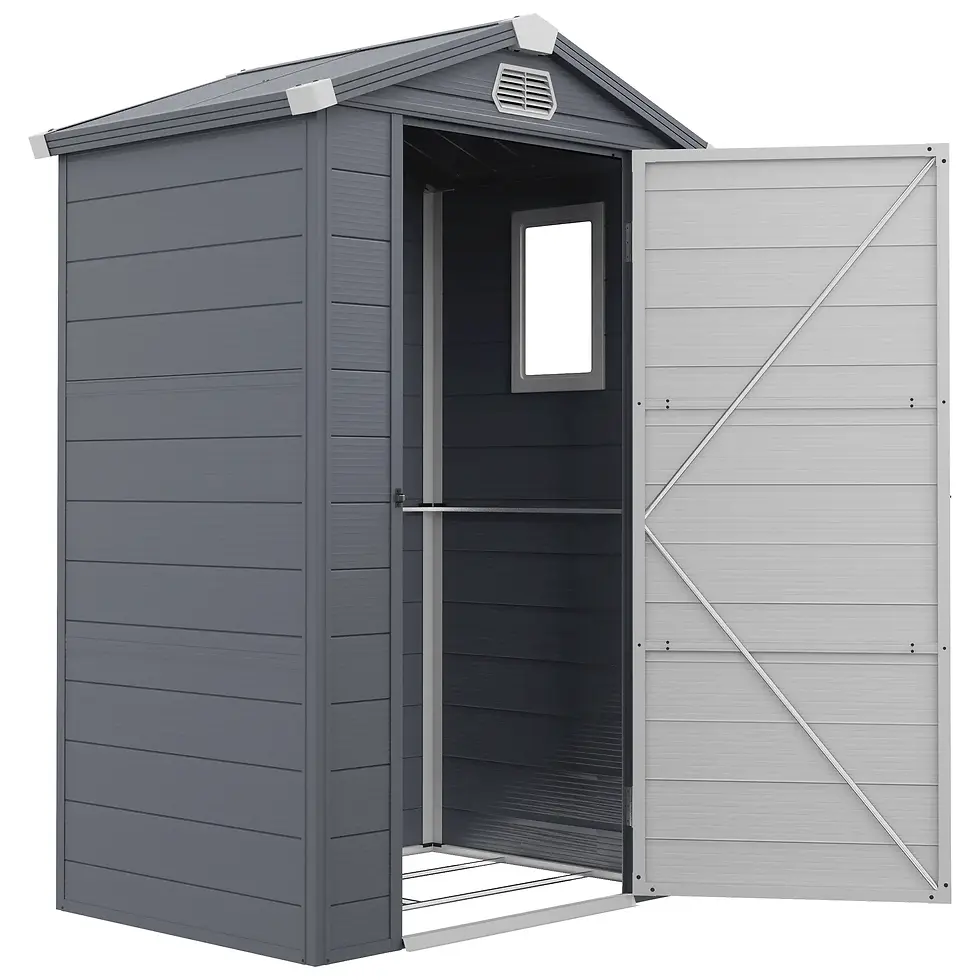4 x 3ft Garden Shed with Foundation Kit, Polypropylene Outdoor Storage Tool Hous