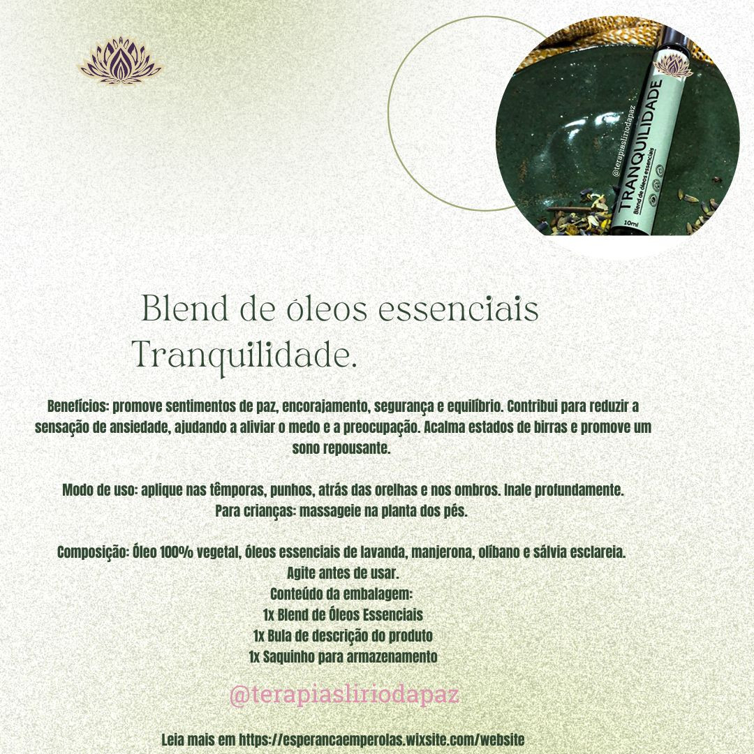 Blend de óleos essenciais Tranquilidade.