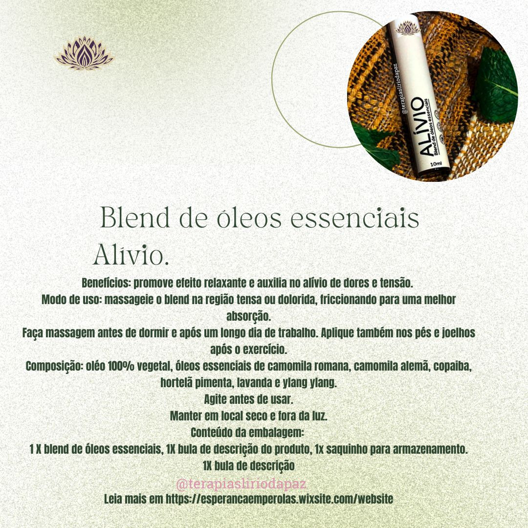 Blend de óleos essenciais Alívio.