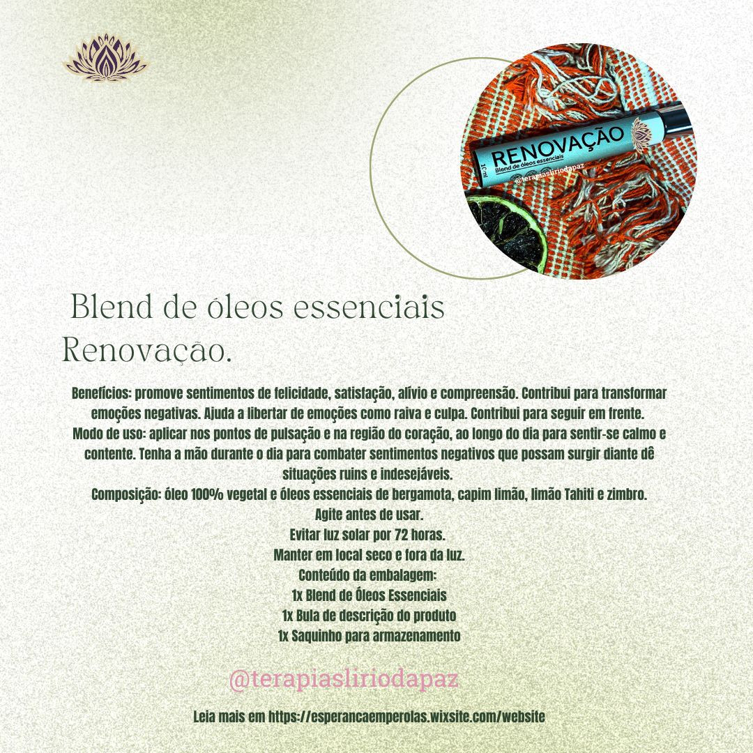 Blend de óleos essenciais Renovação.