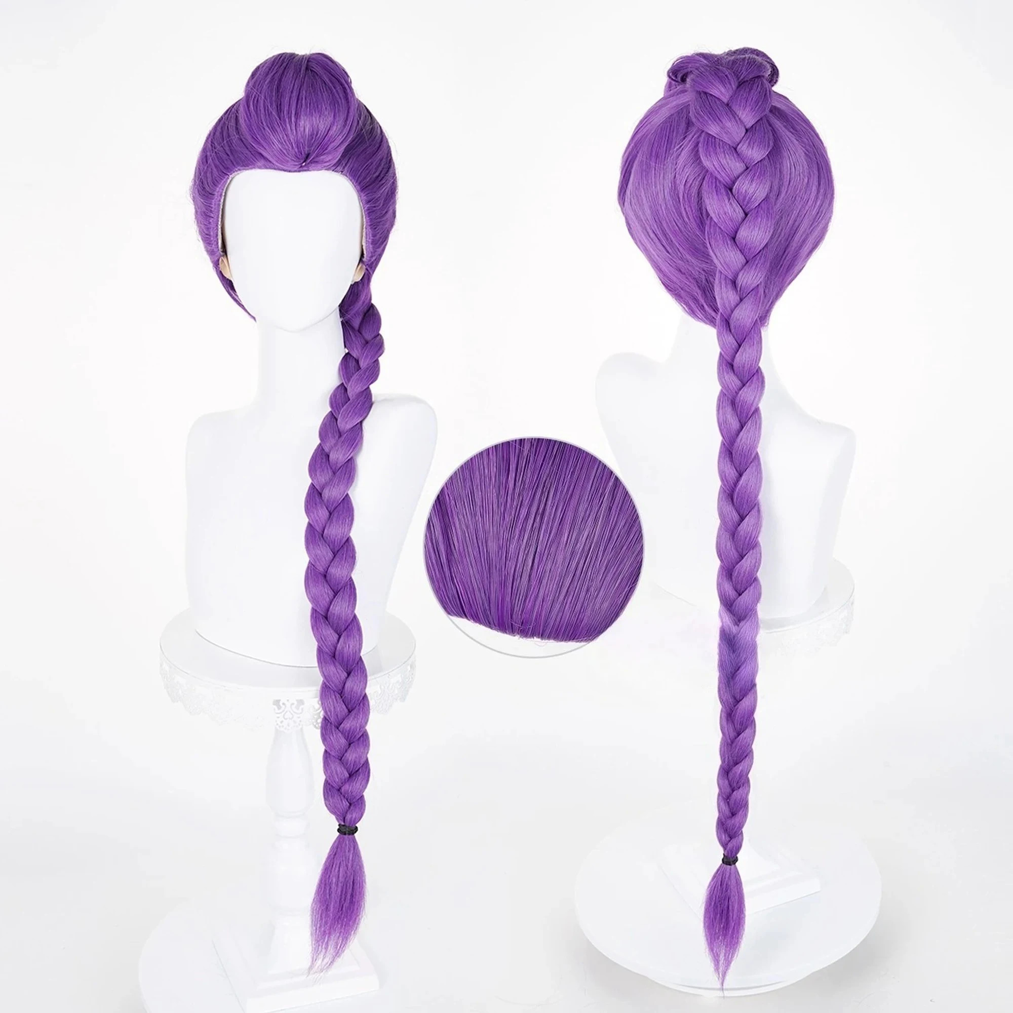 Long Purple Braided Wigs for Women/Kids Long Ponytail Braided Costume Wigs for
