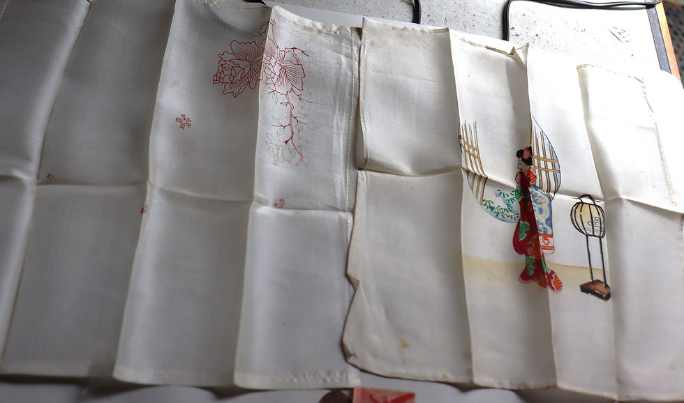 Thumbnail: Vintage world  lot including, 2 silk handkerchiefs the far east, 2 bank of Engl