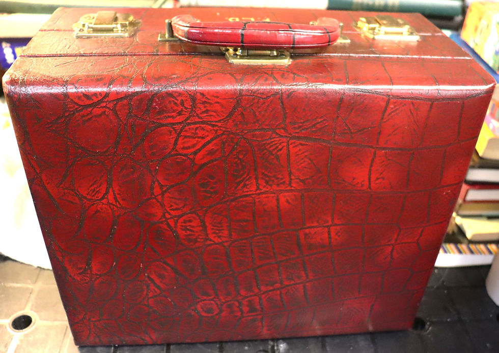 Thumbnail: Vintage U S  Trunk Alligator  Sophisti case Train travel  case with key and acce