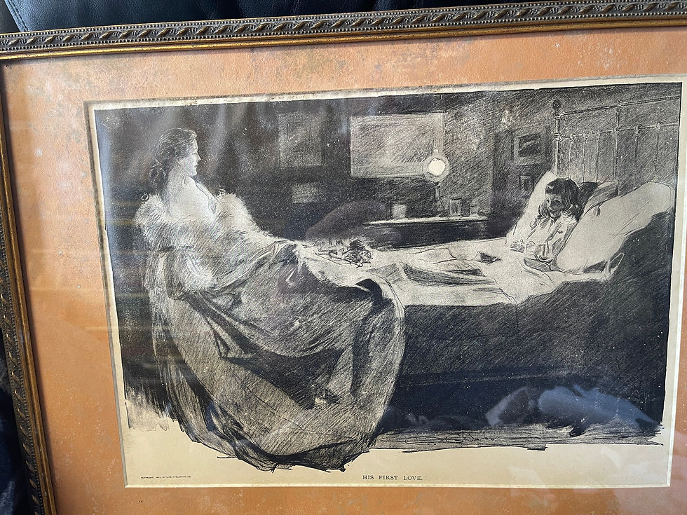 Thumbnail: Vintage drawing from the late 1800's Gibson art 1897 His First Love Life publis