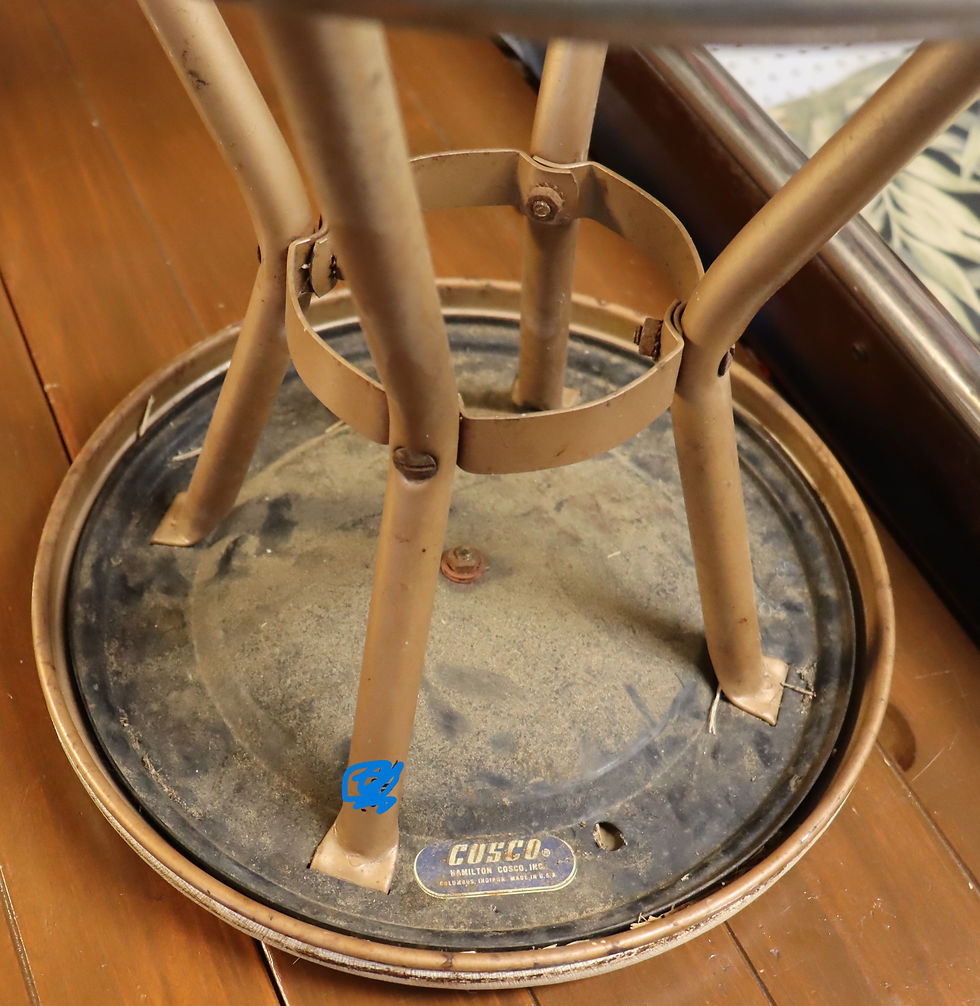 Thumbnail: Vintage Cosco  24  by 13 inch metal and vinyl stool
