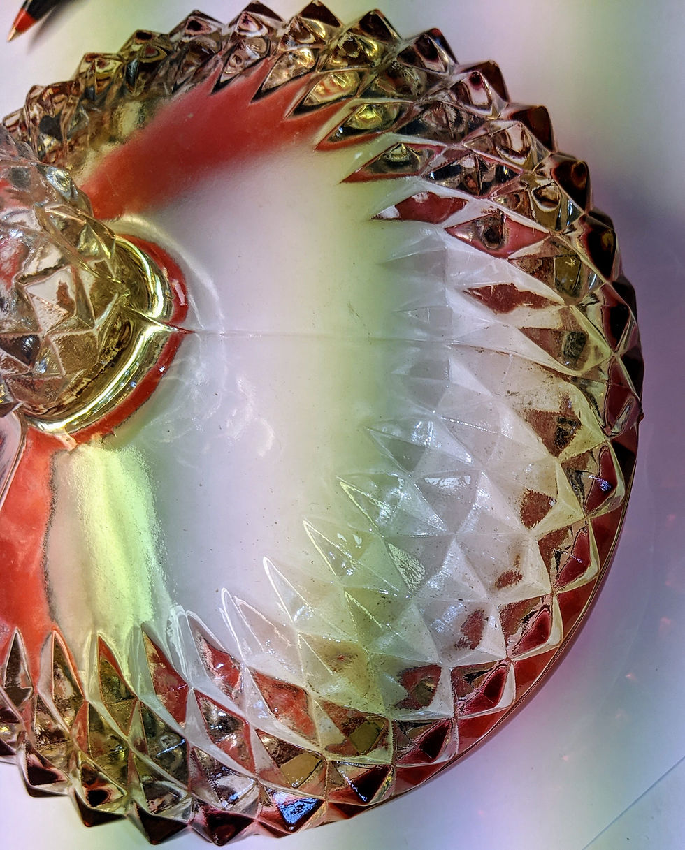 Thumbnail: Ruby red compote with diamond crystal design candy dish