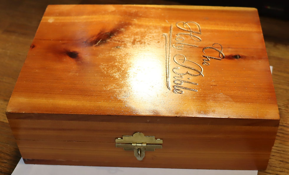 Thumbnail: The Living Bible paraphrased published by Tyndale House with cedar storage box