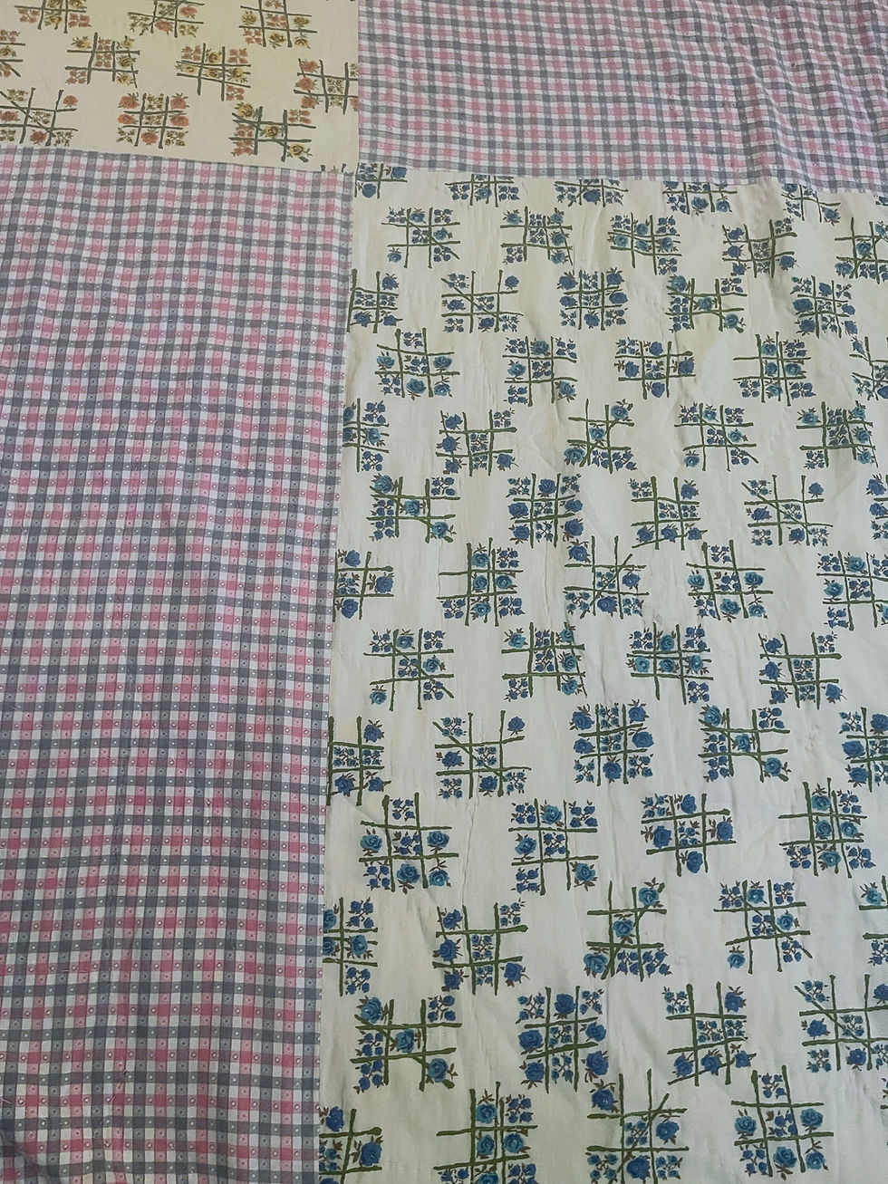 Thumbnail: Vintage hand made quilt 65 by 88 inches Full  Queen size