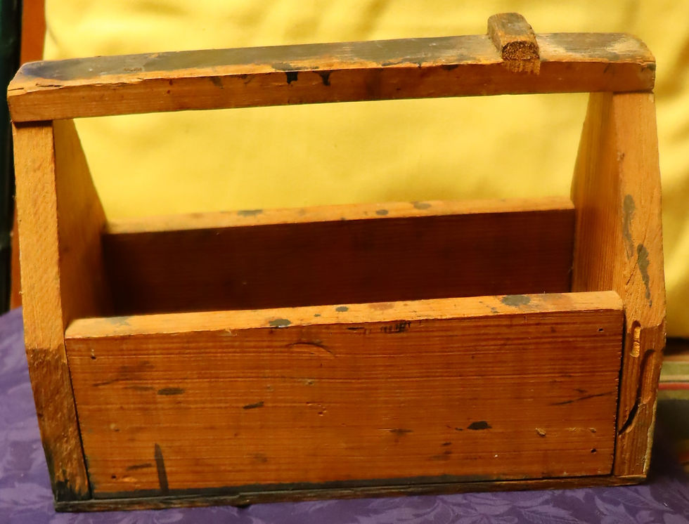 Thumbnail: Vintage all wood small tool caddy 12 by 8 by 5 1/2 inches