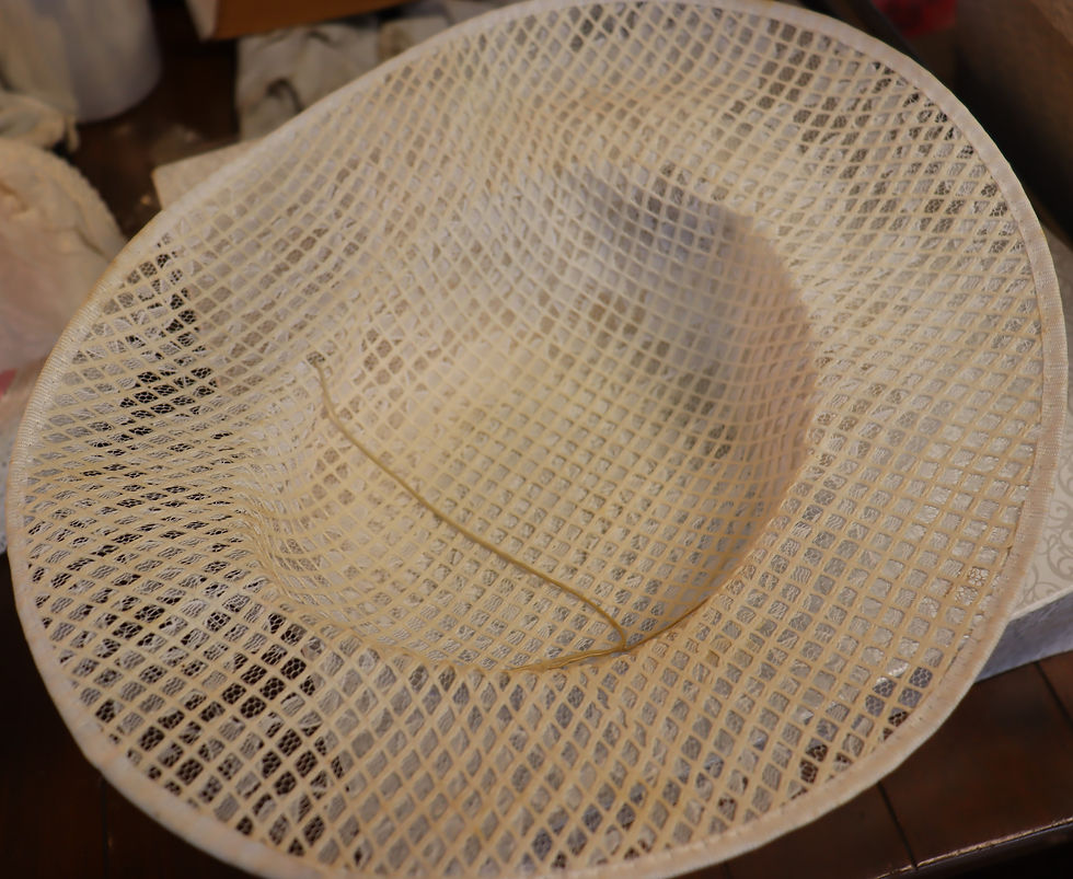 Thumbnail: Vintage white straw white flower hat made in Taiwan 4