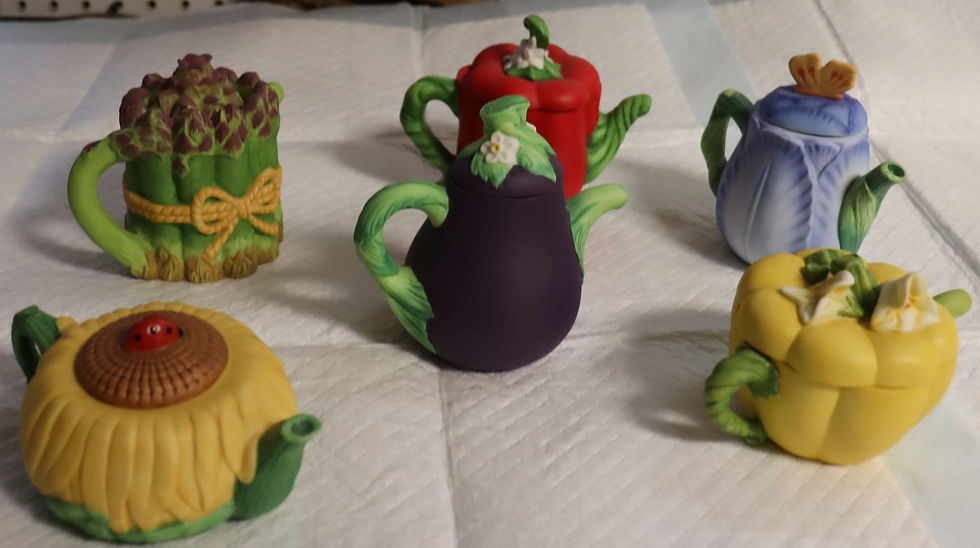 Thumbnail: Vintage group of 6 Avon  source of time teapots 1995-1996