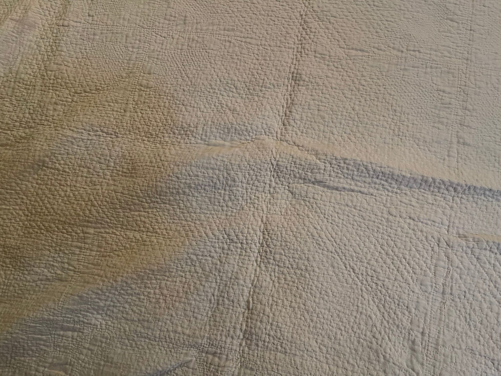 Thumbnail: Vintage 60 by 66 hand stiched quilt