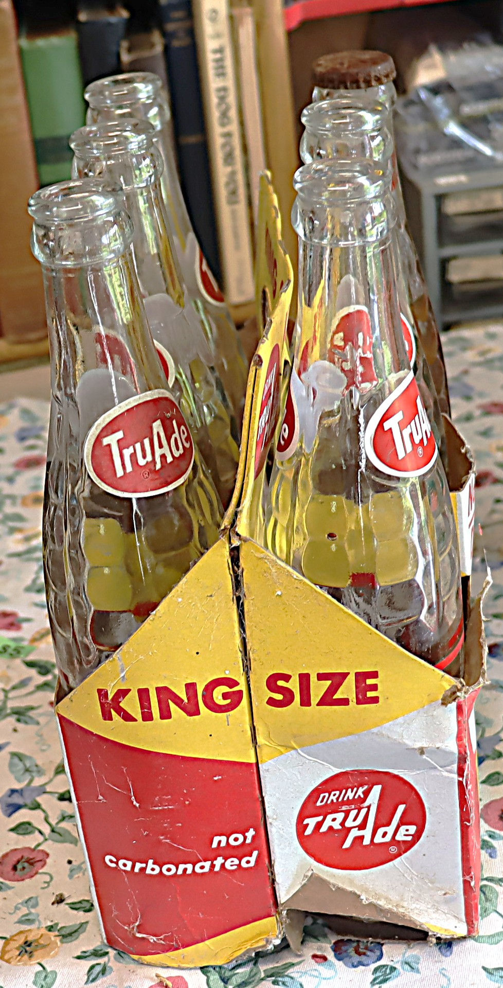Thumbnail: Vintage Tru-Ade carton with 6 Tru-Ade bottles featuring Illinois, Winston Salem