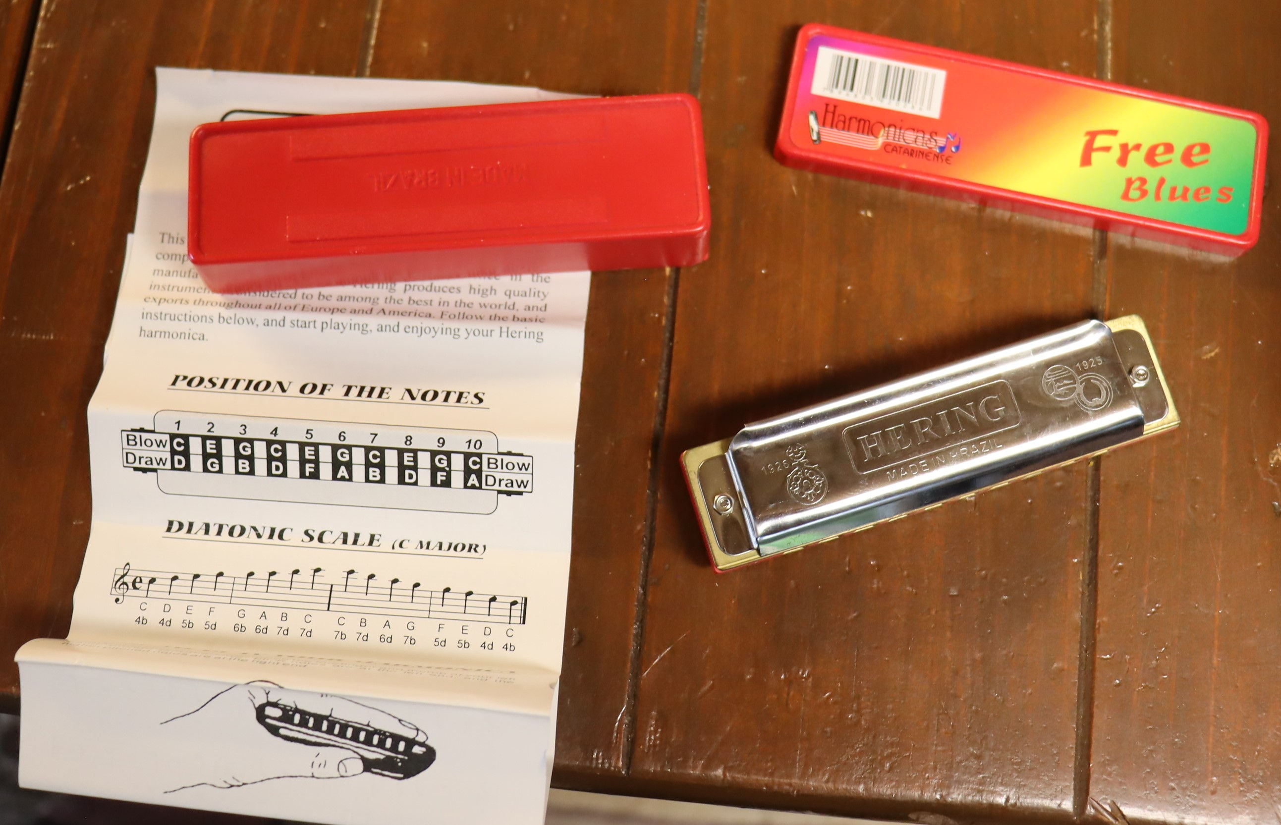 Hering Harmonica Free Blues A 10 holes with box and instructions.