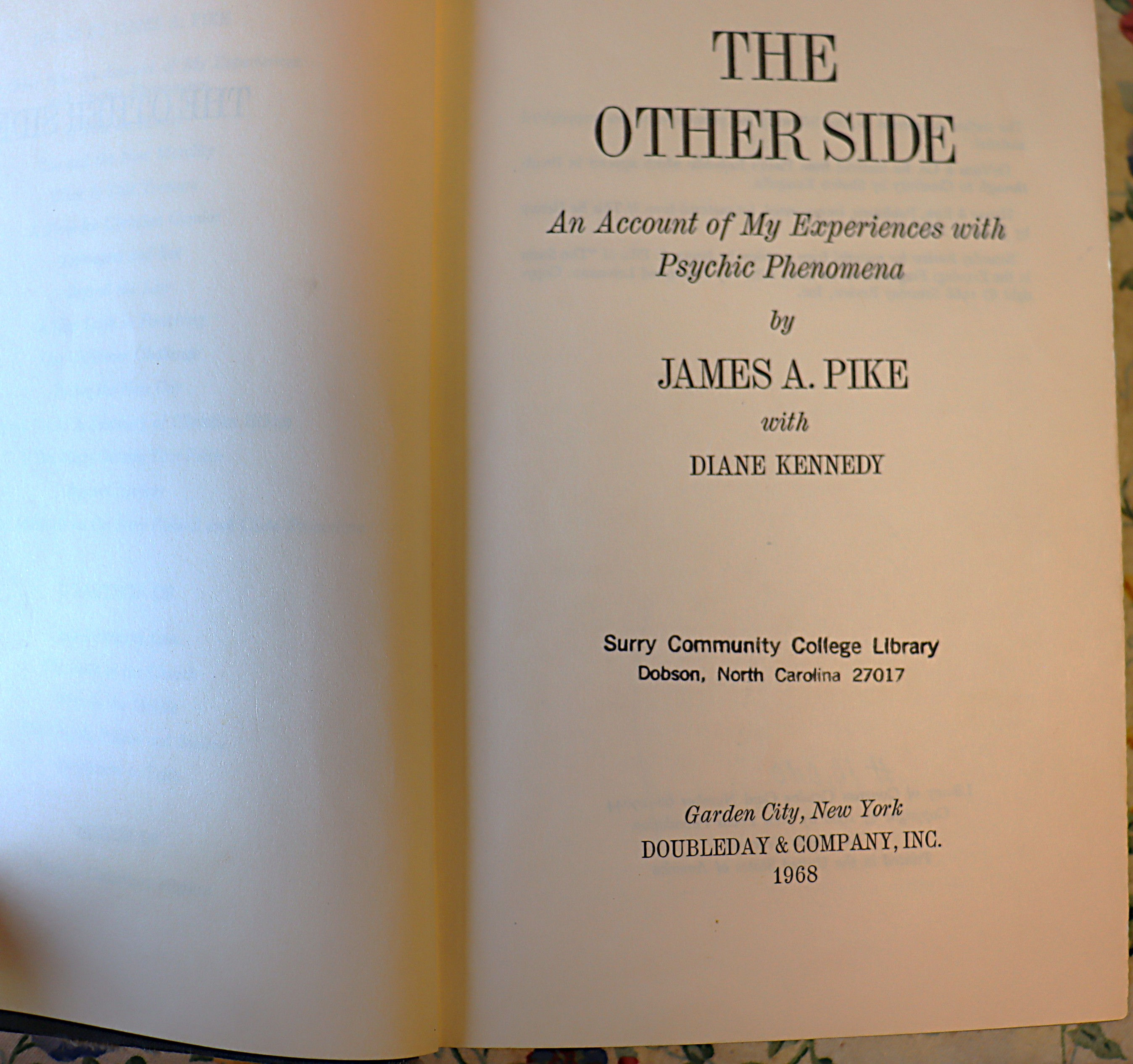 The Other Side James Pike Diane Kennedy 1968 Doubleday