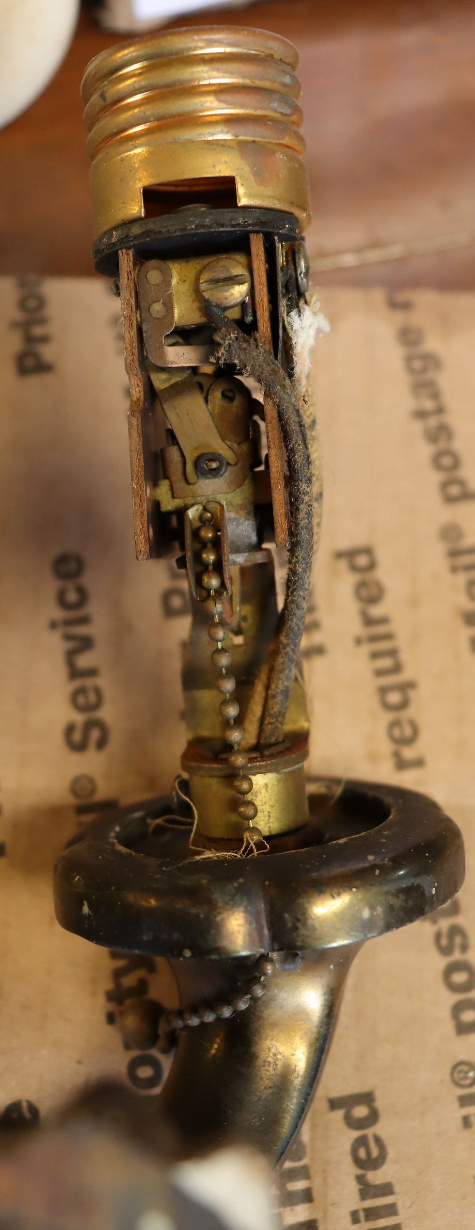 Thumbnail: Vintage electric brass wall  sconce double light