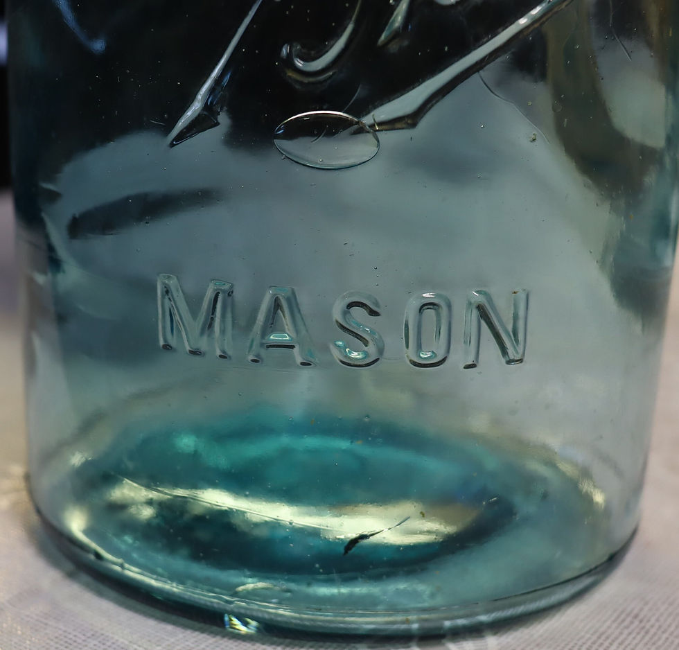 Thumbnail: Vintage half gallon Ball blue glass canning jar with zinc lid with Mason emboss