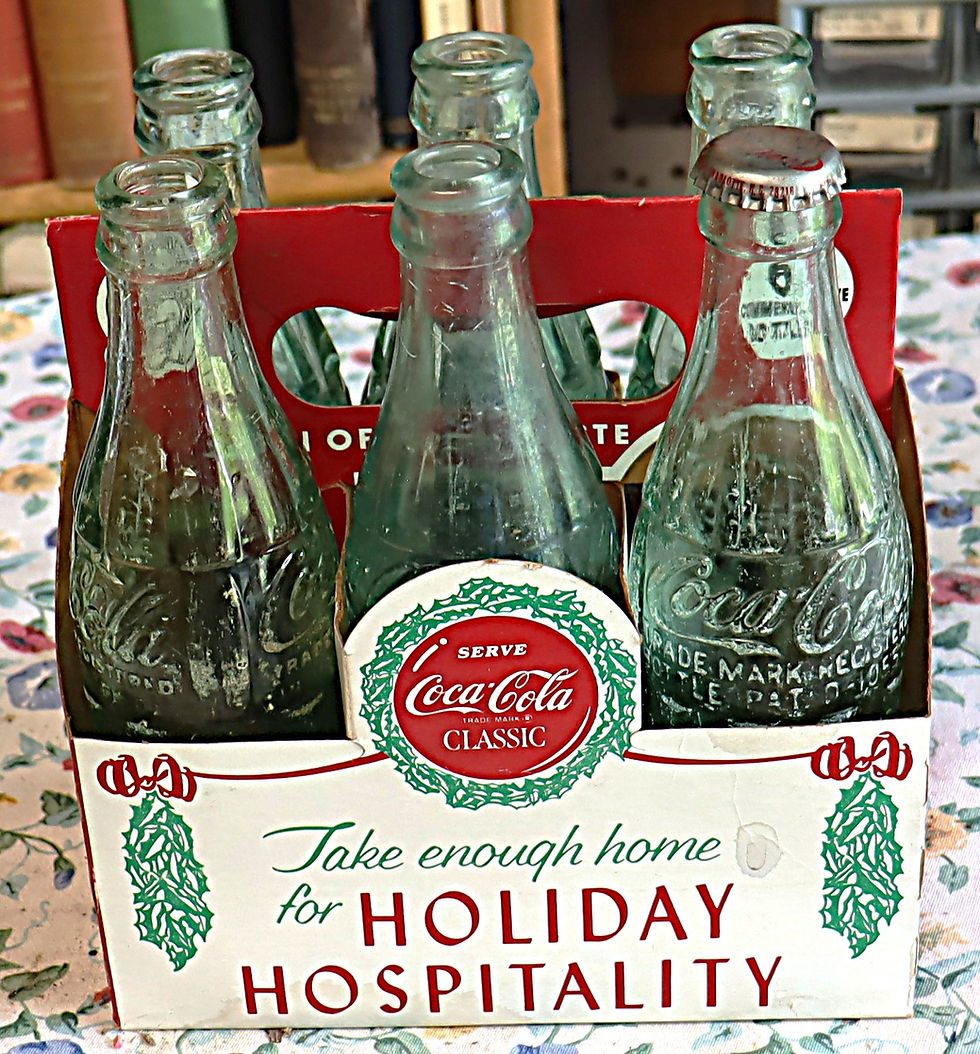 Thumbnail: Vintage Holiday Coke Carton with 6 glass 6 oz bottles all from NC
