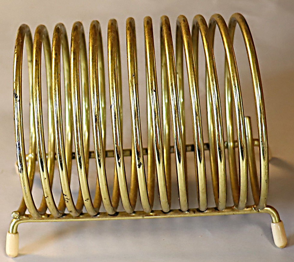 Thumbnail: Vintage mid-century brass-tone or gold-tone wire spiral coil desktop organizers