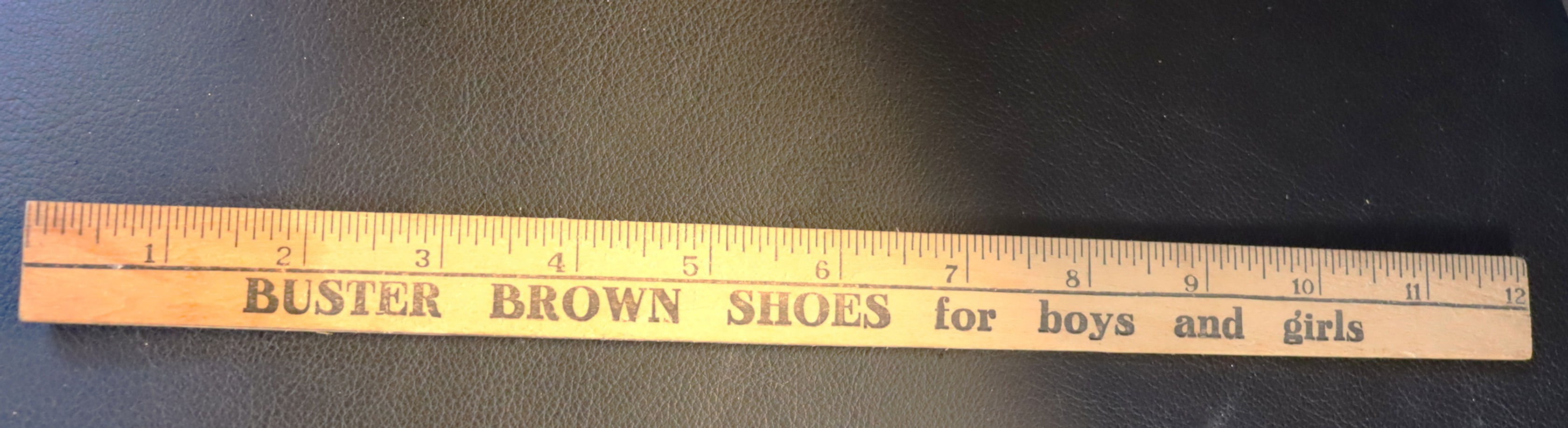 Vintage wood ruler, Wylie's Shoe Store, Buster Brown