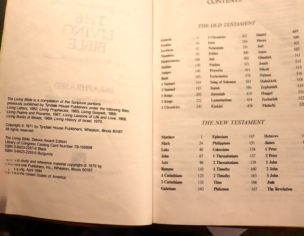 Thumbnail: The Living Bible paraphrased published by Tyndale House with cedar storage box