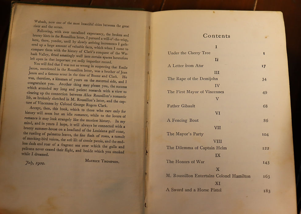 Thumbnail: Alice of Old Vincennes by Maurice Thompson 1900 Bowen-Merrill publisher