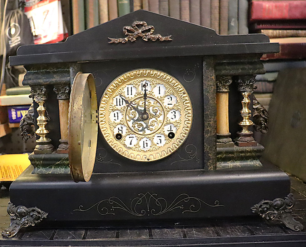 Thumbnail: Vintage Sessions  Black mantel clock 1900s Adamantine case Non tested