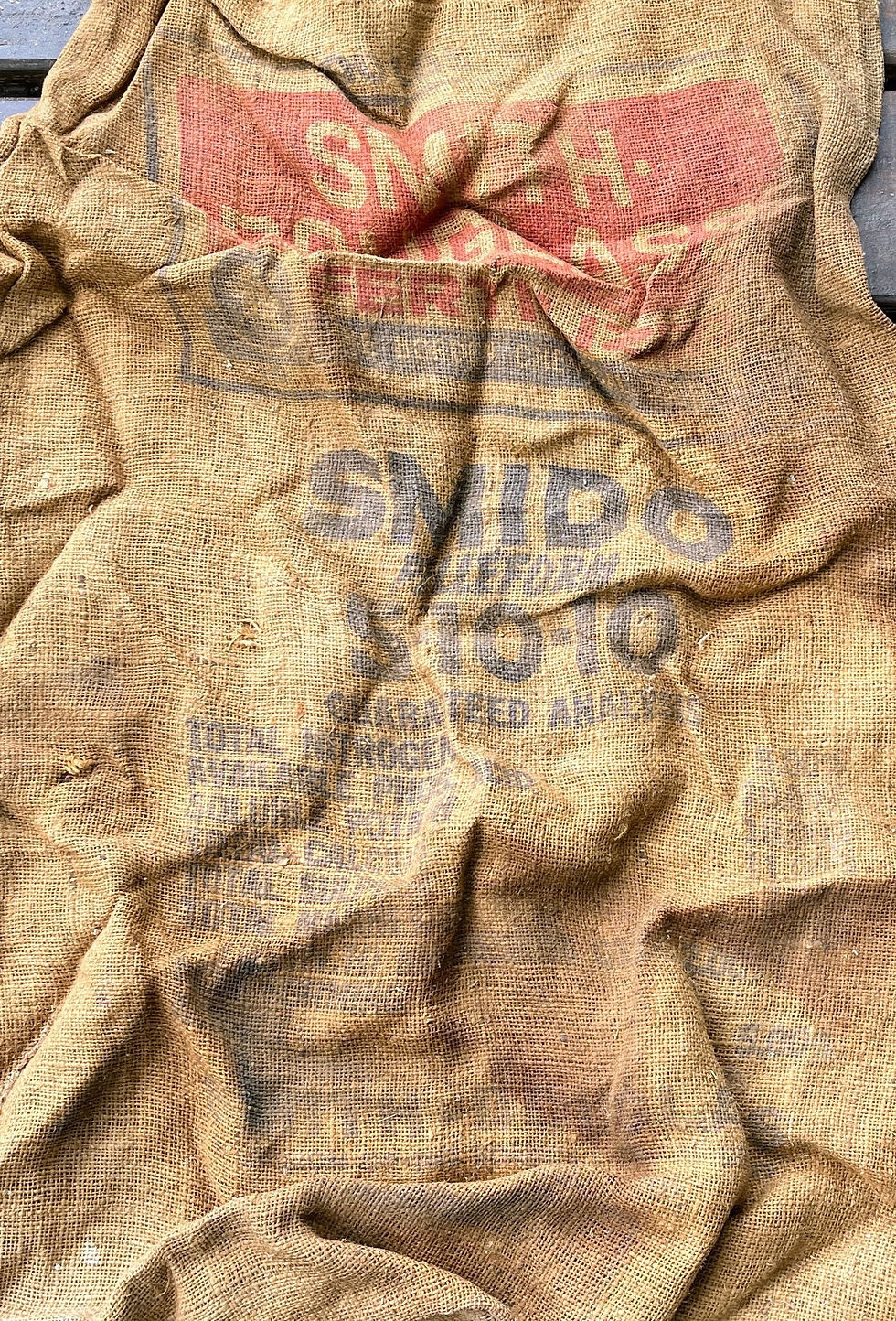 Vintage 36 by 24 inches burlap sack Smith Douglas printing 200 lb bags Barn fi