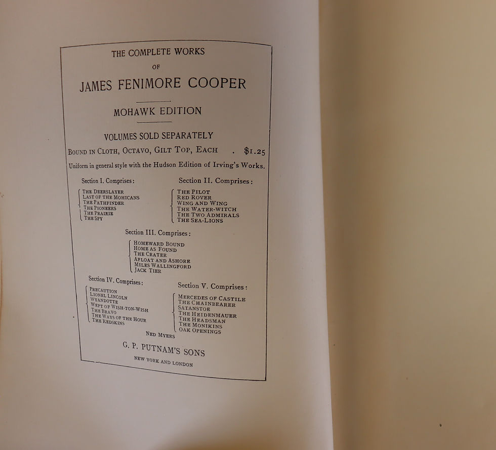 Thumbnail: The Works of J.Fenimore Cooper Mohawk edition Wept of Wish-Ton-Wish,G P Putnam,K
