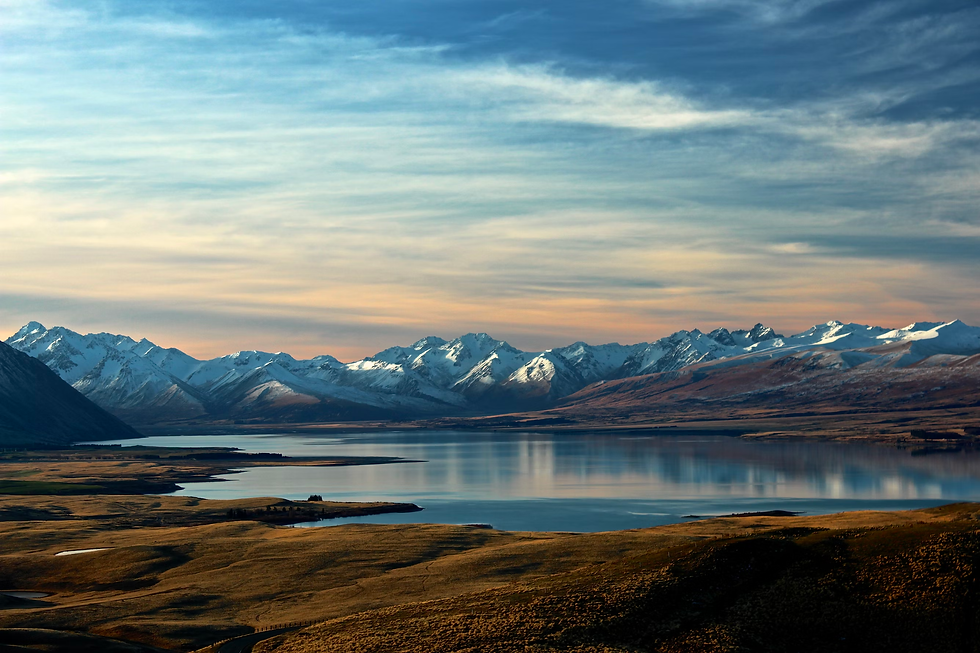 landscape of snowcapped mountains during sunset