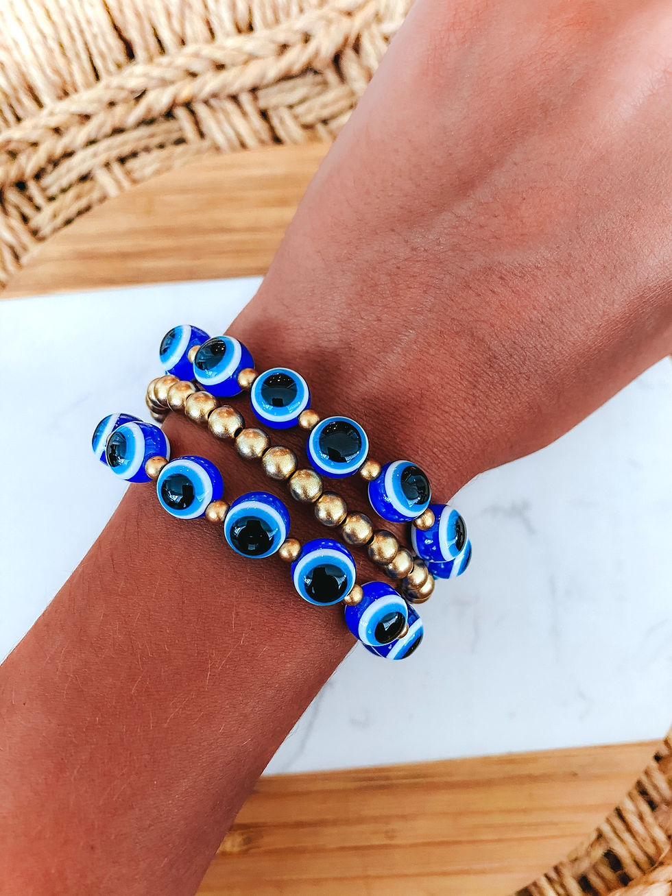 Miniatura: MIX PULSEIRAS OLHO GREGO DOURADO