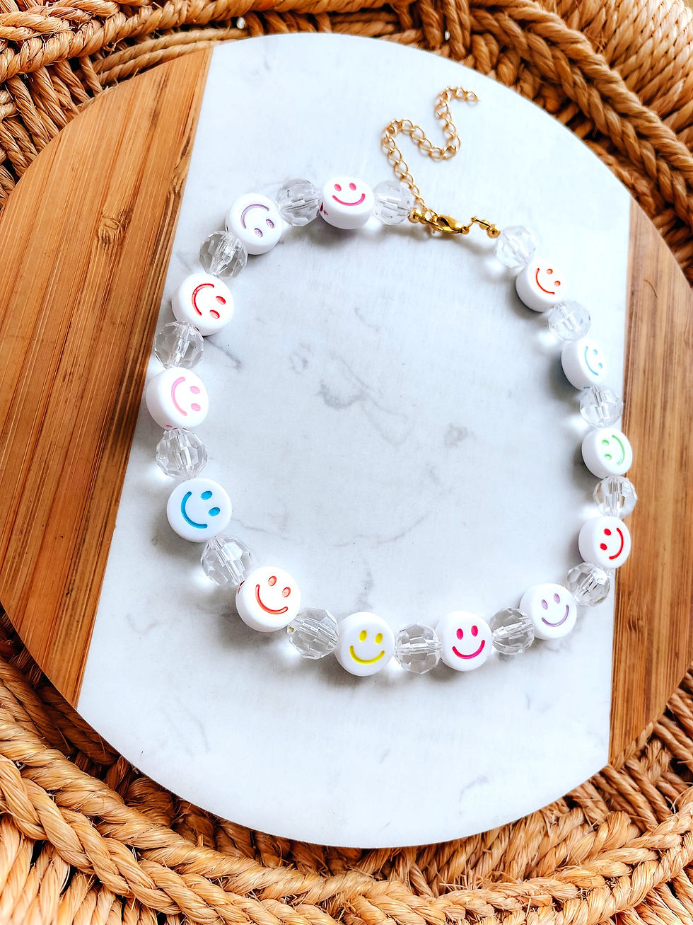 Miniatura: COLAR MICANGA TRANSP + SMILES BRANCOS