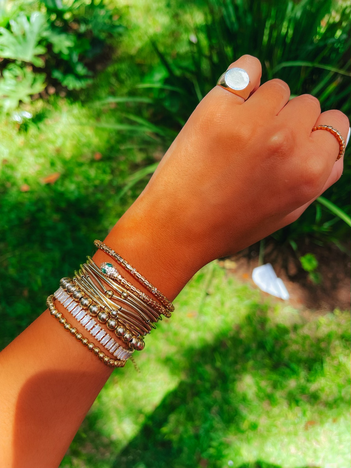 BRACELETE COBRA CRAVEJADO - OURO