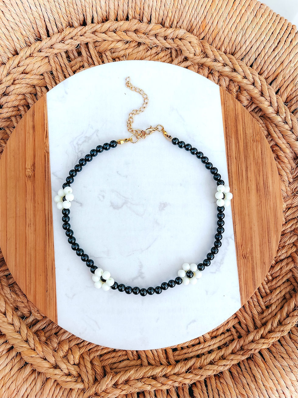 Miniatura: COLAR TREND MARGARIDAS PRETO