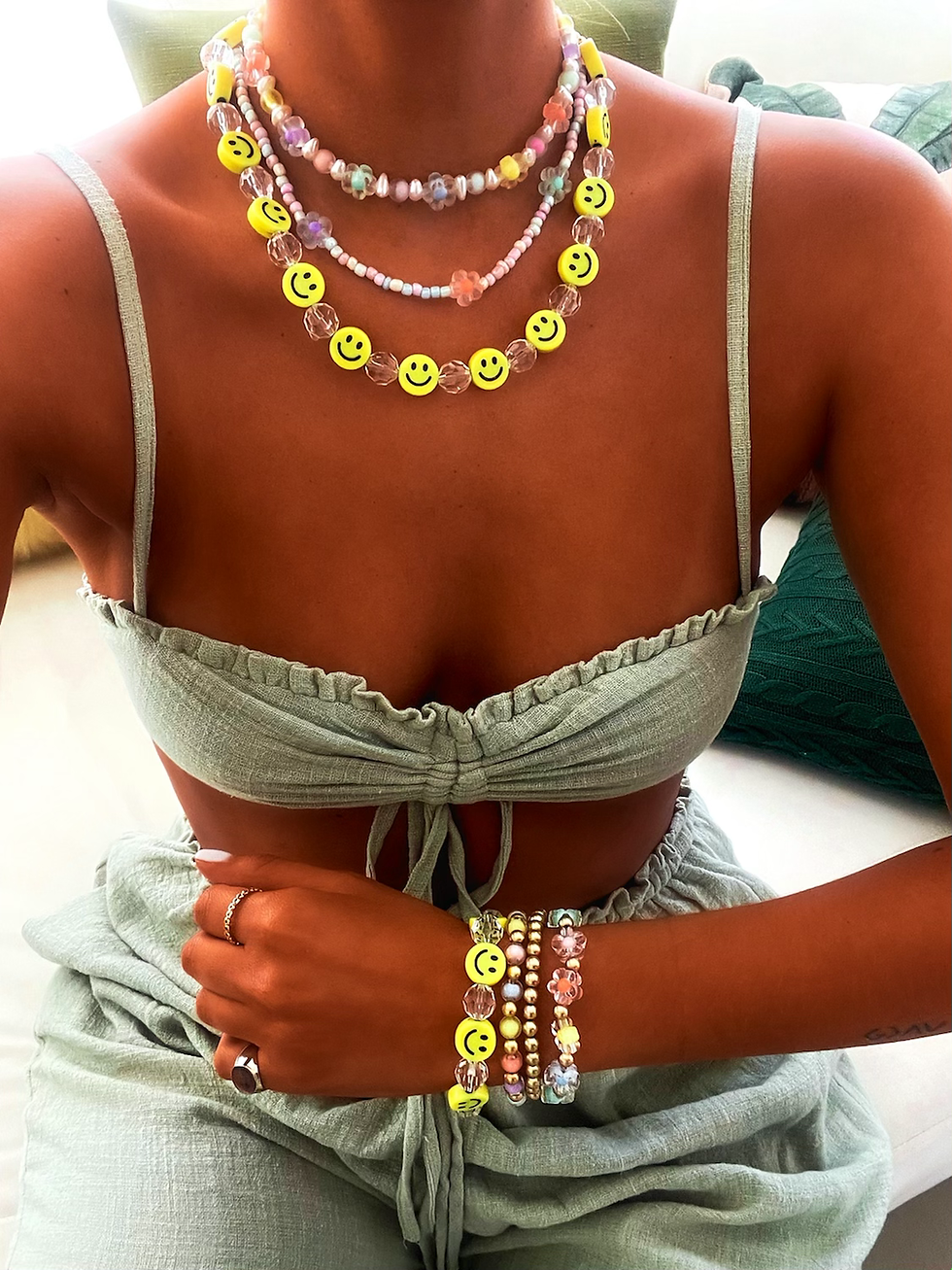 Miniatura: PULSEIRA MICANGA TRANSP + SMILE - AMARELO