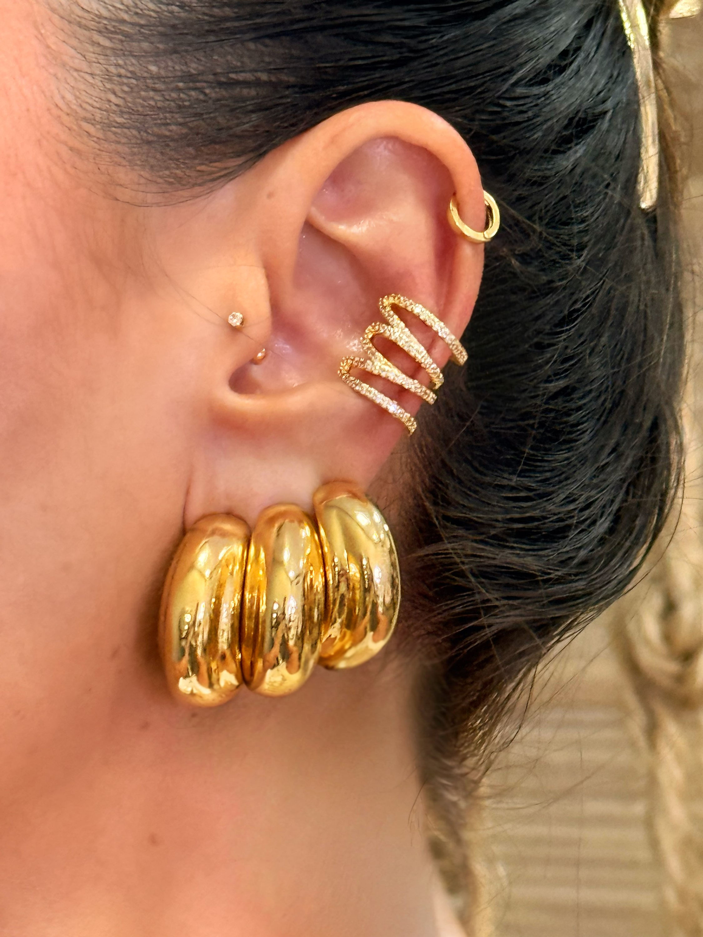 PIERCING FAKE FIOS CRAVEJADO OURO 18K
