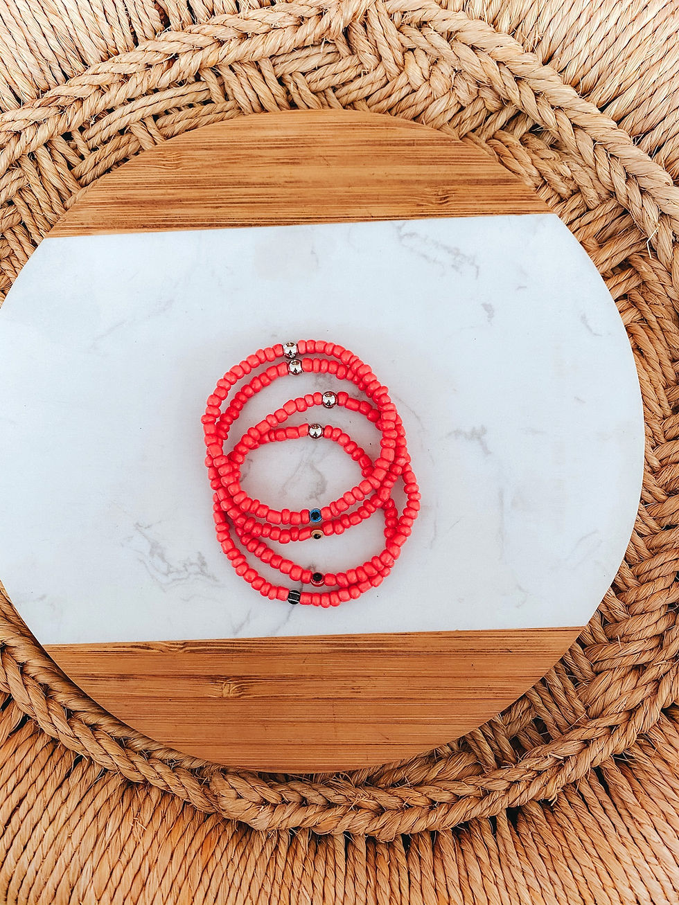 Miniatura: KIT PULSEIRAS MICANGAS CORAL + MINI OLHO GREGO
