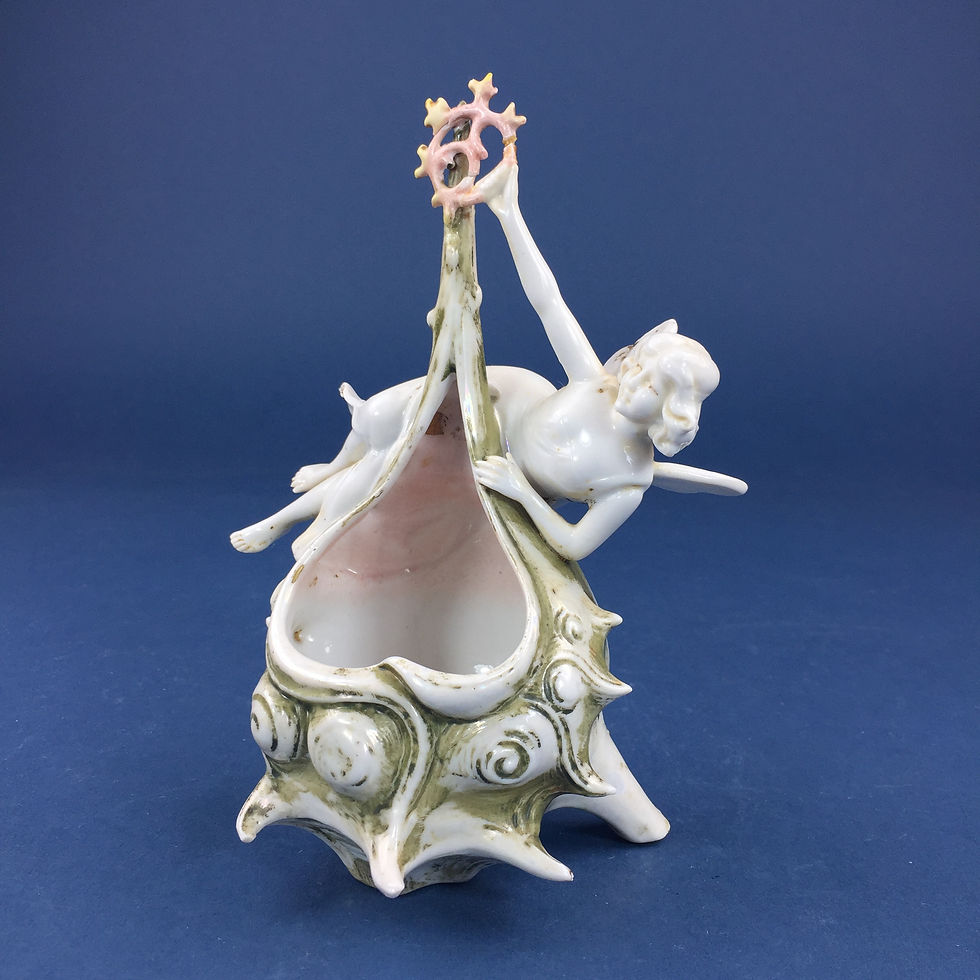 Thumbnail: Antique Porcelain Fairy on Conch Type Shell, possibly German