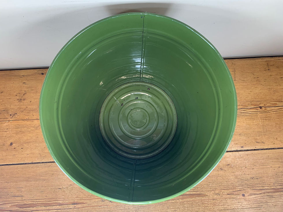 Thumbnail: Vintage School Metal Waste Paper Bin Green Enamel for Laboratory, Factory