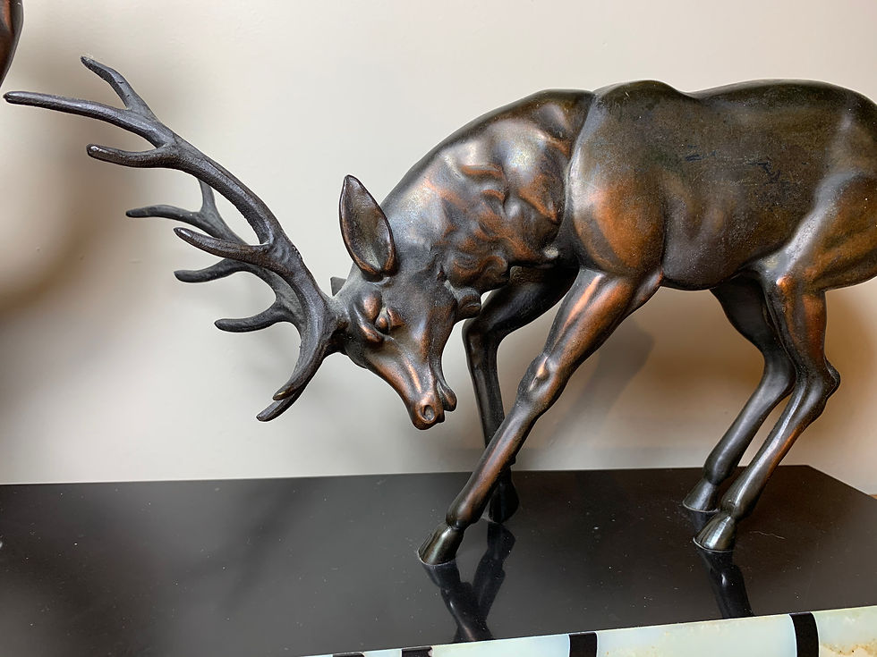 Thumbnail: Limousin spelter stags on a marble base