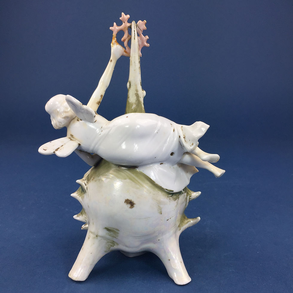 Thumbnail: Antique Porcelain Fairy on Conch Type Shell, possibly German