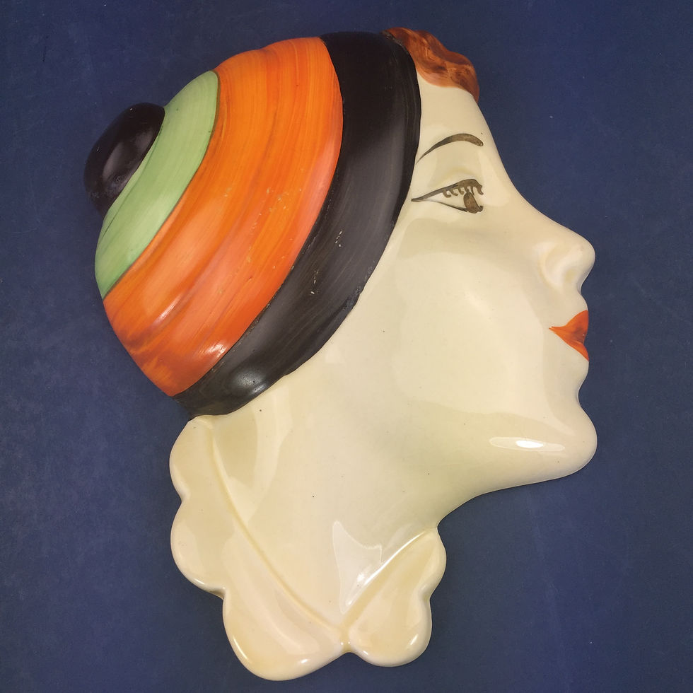 Thumbnail: Art Deco Pottery Figural Wall Plaque of Girl with Hat, Cope & Co