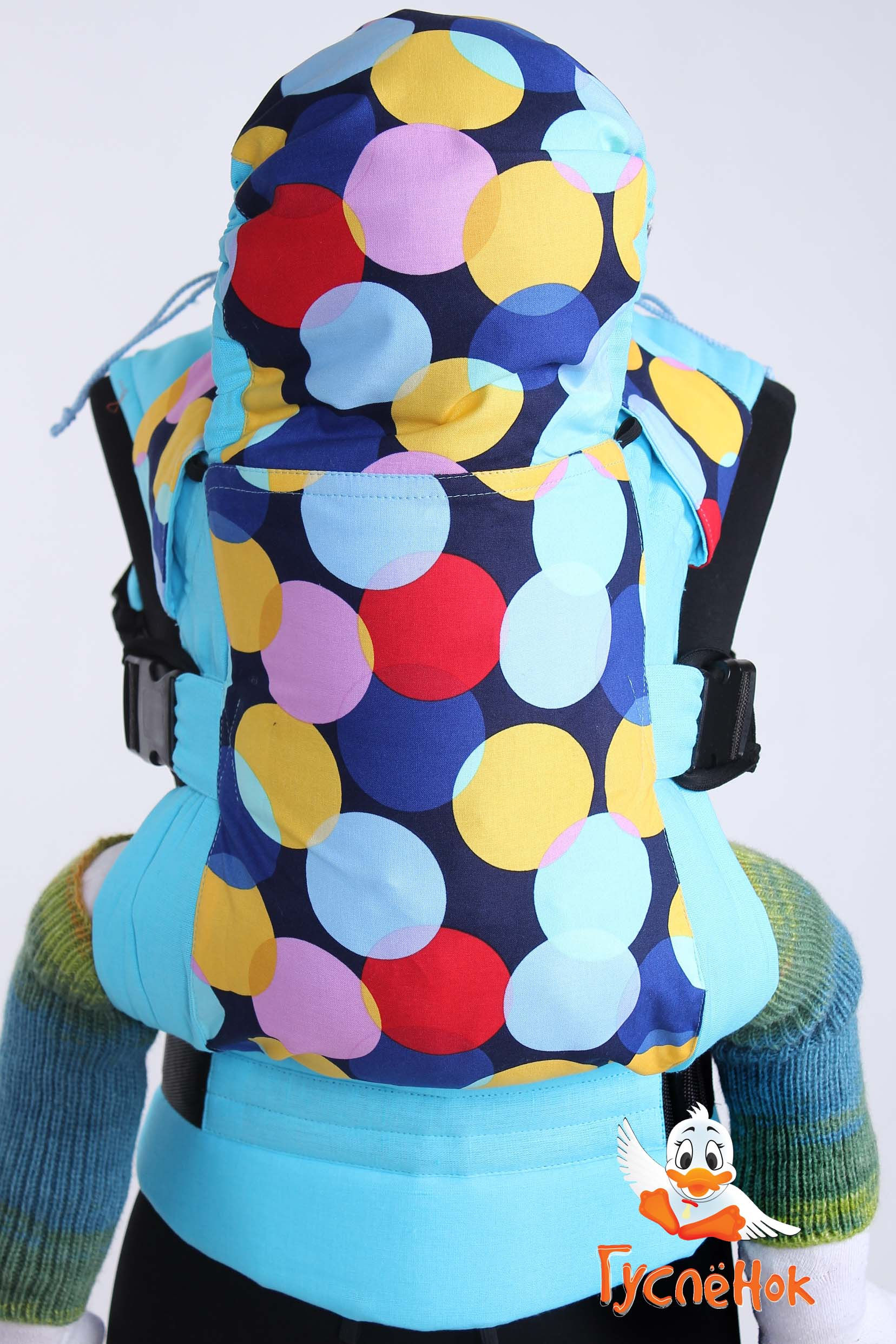 Эрго рюкзак бюджетный "Яркие Огни Бирюза" Гусленок