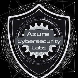 A circle with gears inside behind a shield with a gear in the middle, with the title "Azure Cybersecurity Labs"