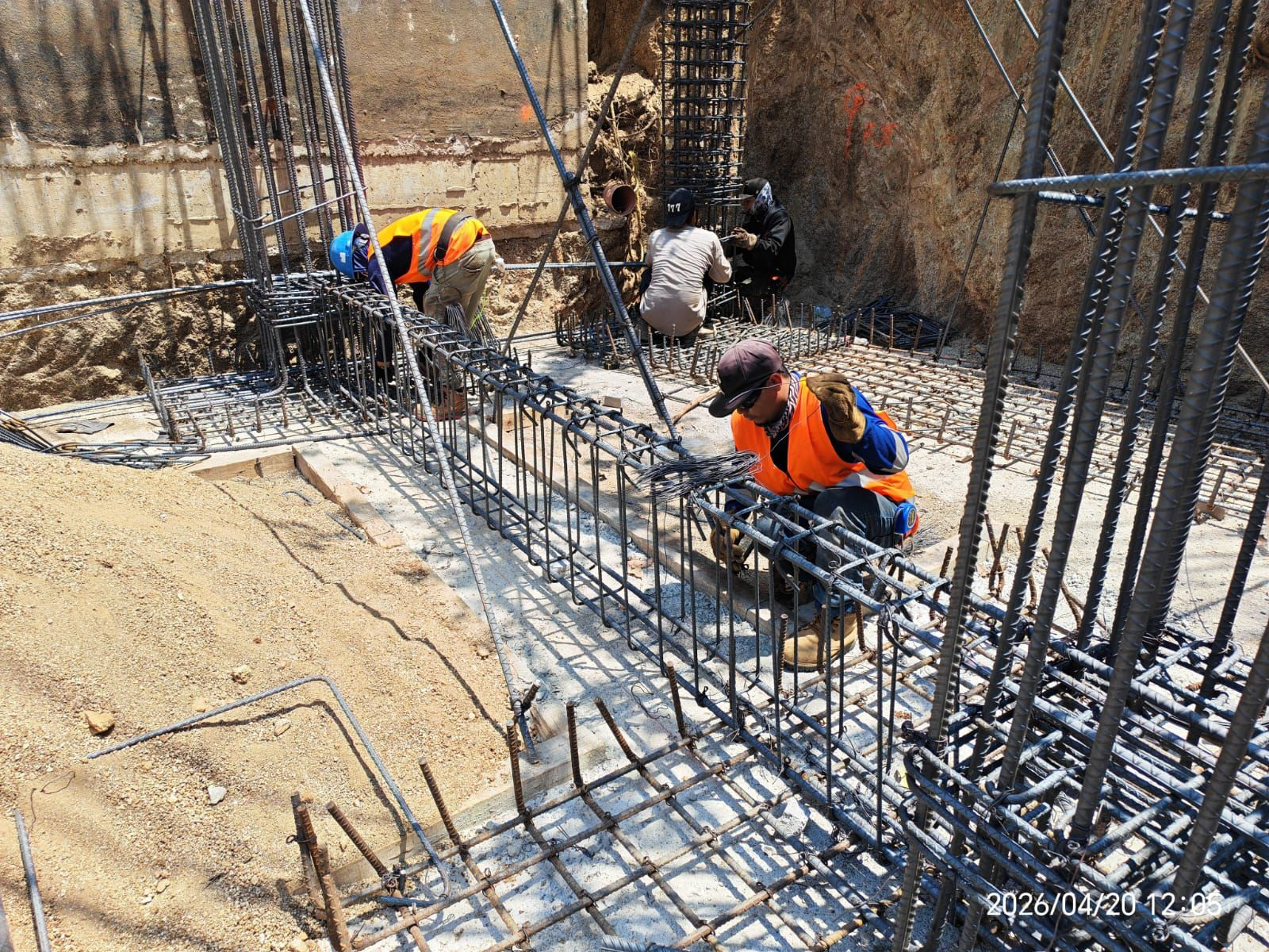 Rebar tying for beams and column starters at NAYARI