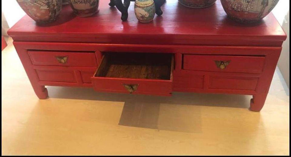 Thumbnail: Beautiful unique large Red Chinese Coffee Table